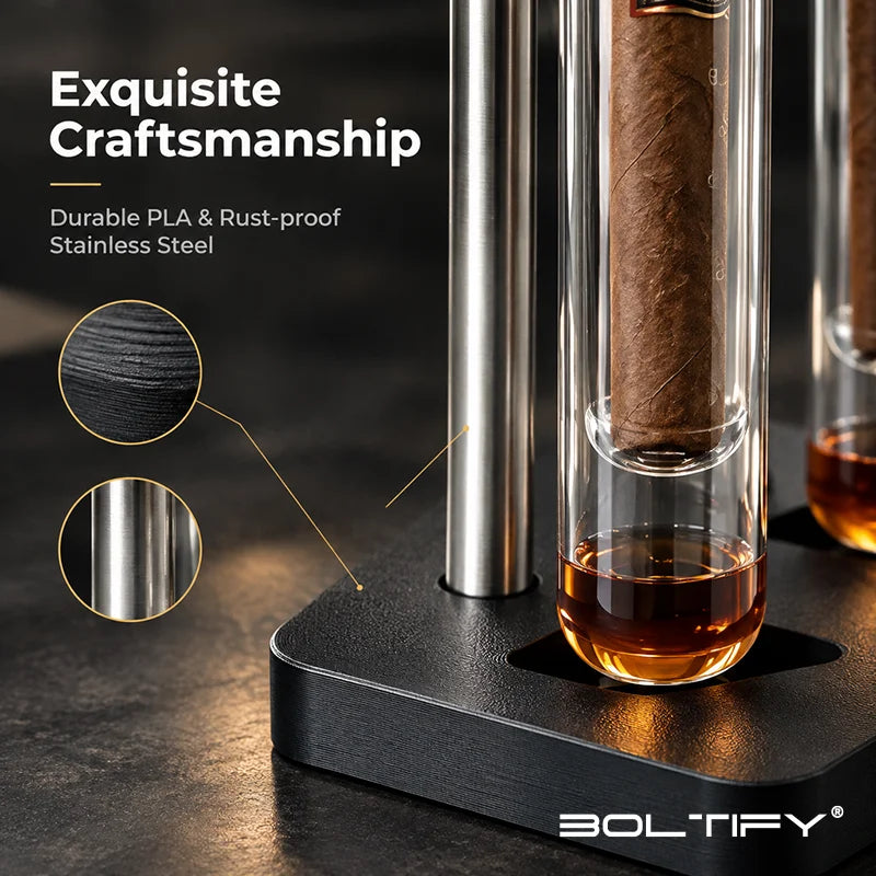 Borosilicate Glass Cigar Tube Aromatherapy Humidors Tubes Kit Humidity Control Straight Pipe 3D Printed Base & Humidity Monitor