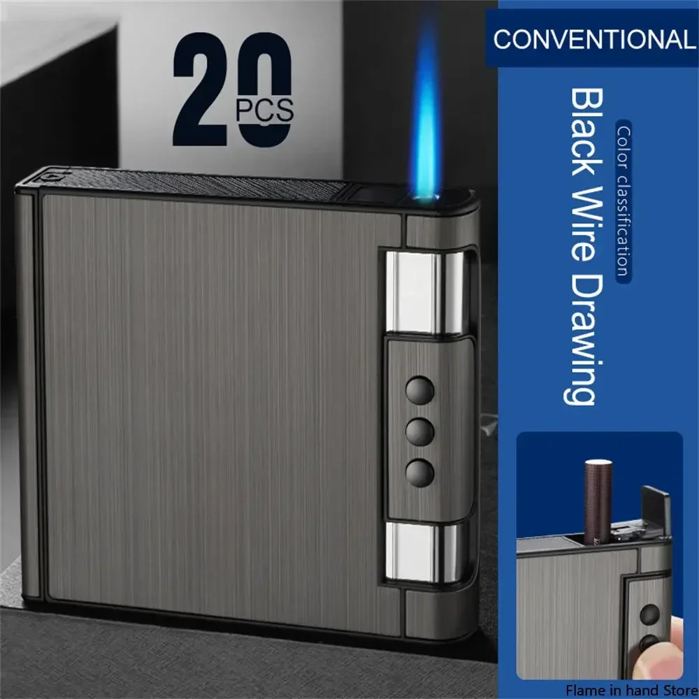 2 in 1 Automatic Cigarette Case with Lighter