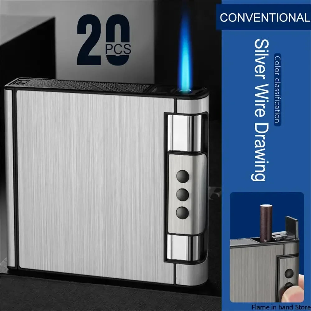 2 in 1 Automatic Cigarette Case with Lighter