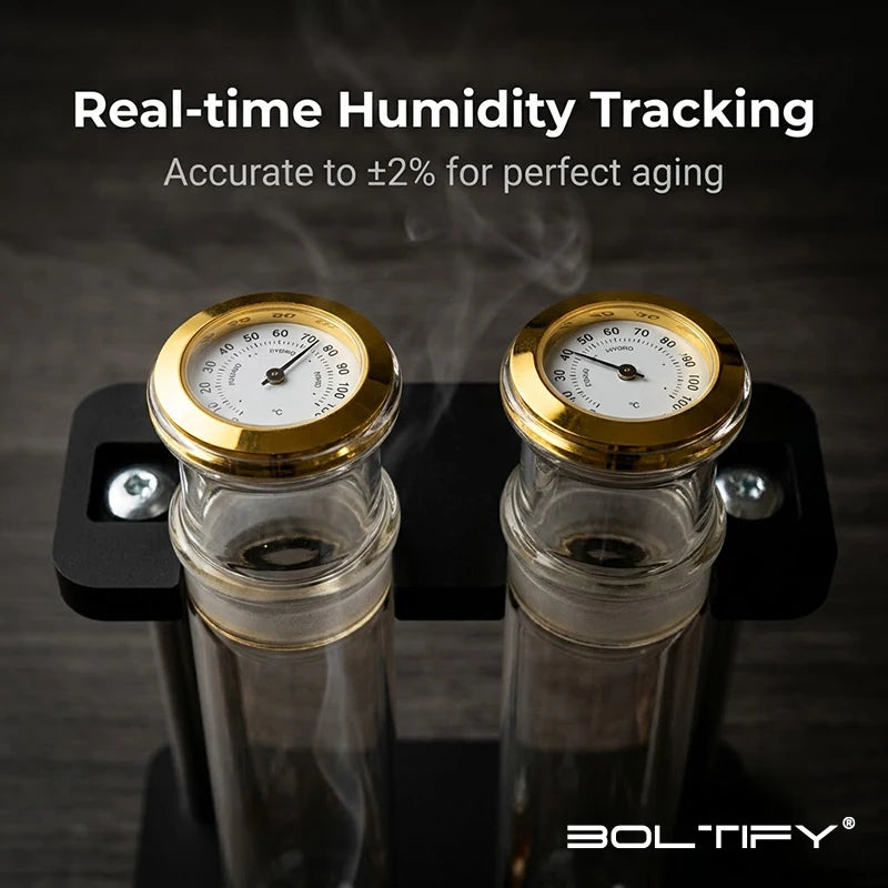 Borosilicate Glass Cigar Tube Aromatherapy Humidors Tubes Kit Humidity Control Straight Pipe 3D Printed Base & Humidity Monitor