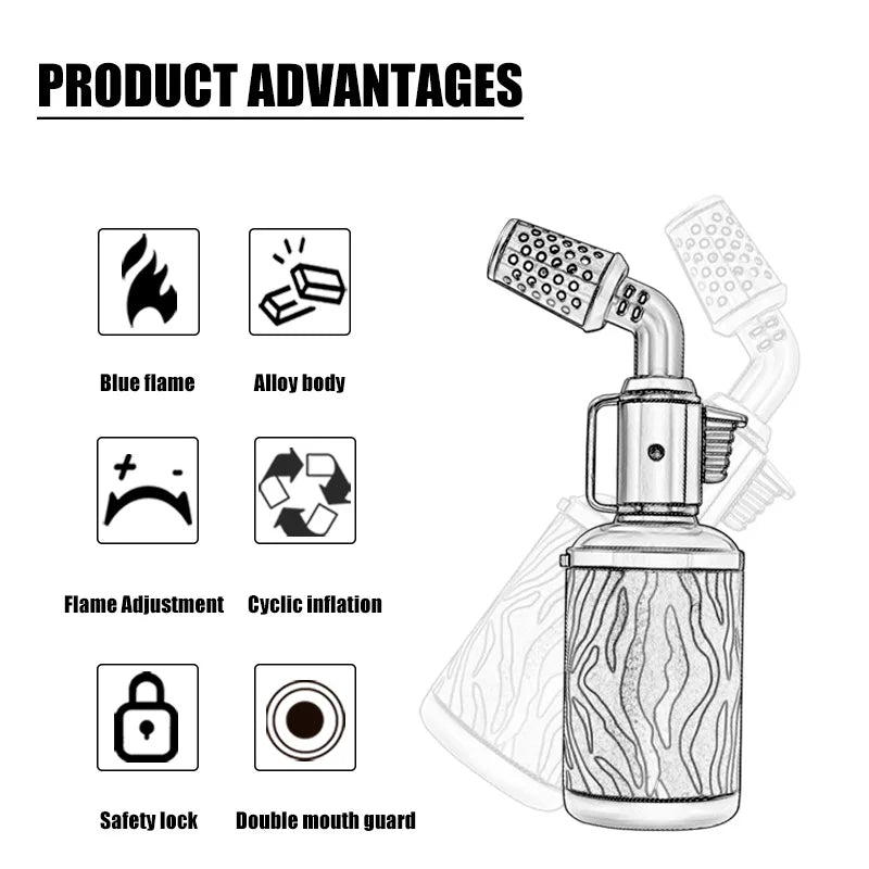 JOBON Creative Shape Cigar Lighter Blow Torch Windproof Locking Blue Flame Rotor Design  UV Transfer Printing Craft Gifts