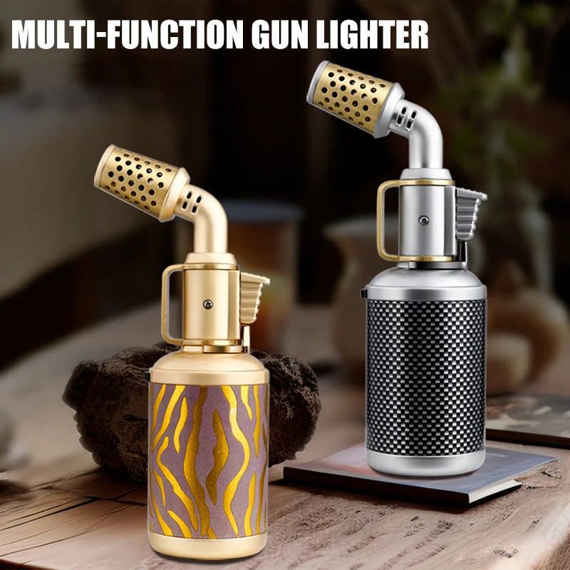JOBON Creative Shape Cigar Lighter Blow Torch Windproof Locking Blue Flame Rotor Design  UV Transfer Printing Craft Gifts