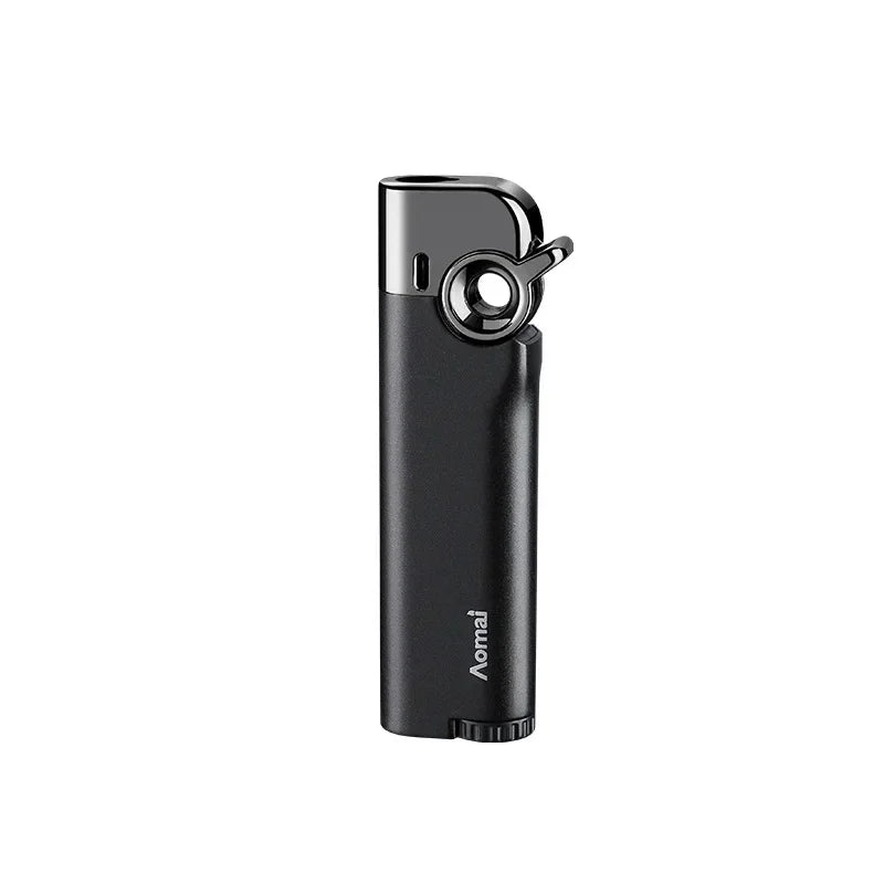 New Rocker Arm Straight Blue Flame Lighter, Compact and Portable, Metal Body, Windproof Inflatable Cigarette Lighter