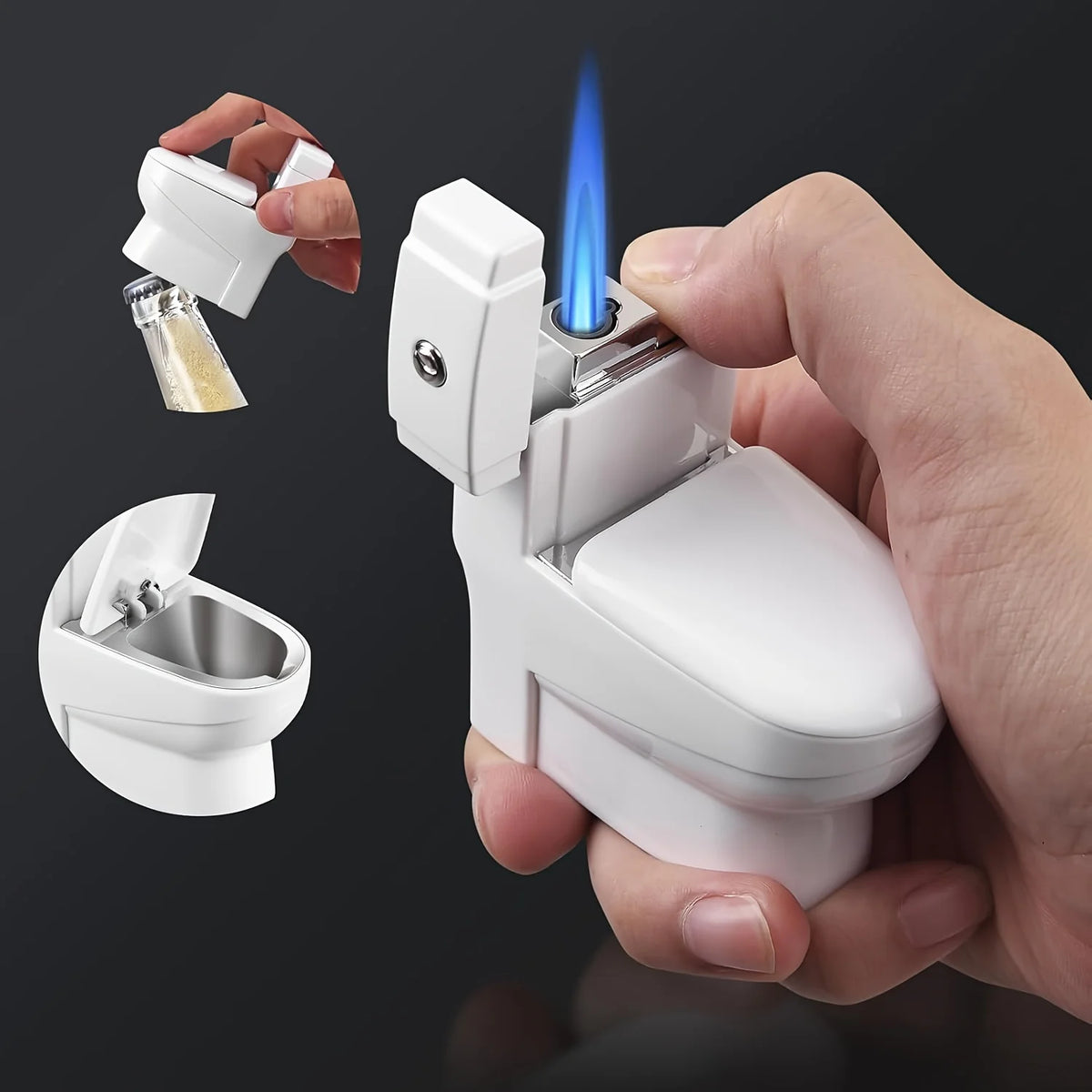 Mini Portable Toilet Small Pendant Inflatable Lighter Open Flame YM073 Fashionable Pendant Retro Small Grinding Wheel Ignition